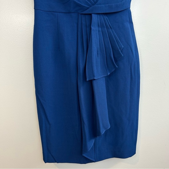 Adrianna Papell Blue Sleeveless V-neck Wrap Pleated Shift Dress Size 2 - Picture 9 of 9